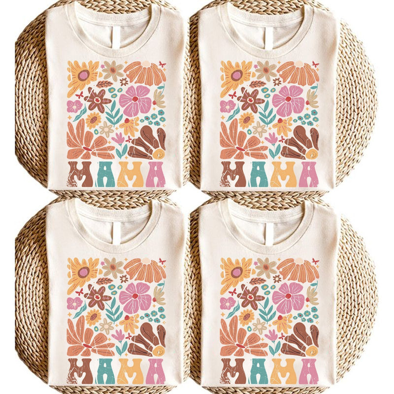 Mama T-Shirt Retro Blumen „MAMA“