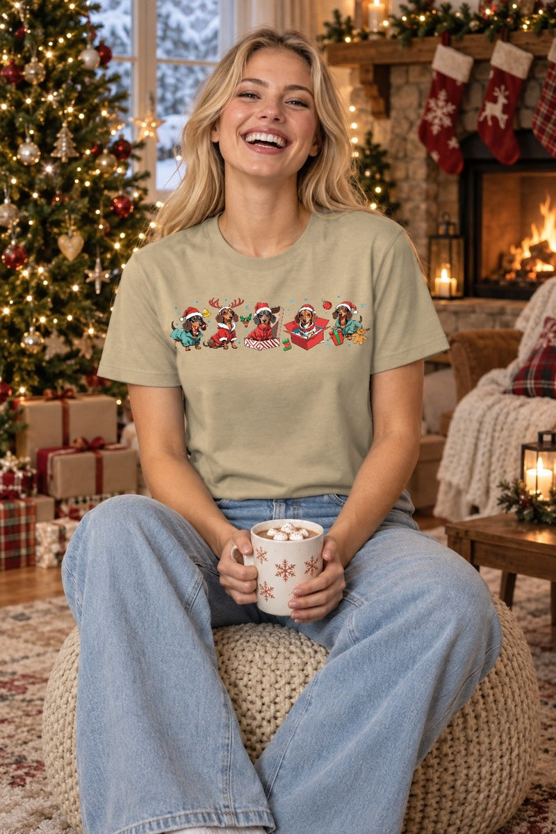 Weihnachtspullover Dackel – lustige Dackel mit Weihnachtsmütze …