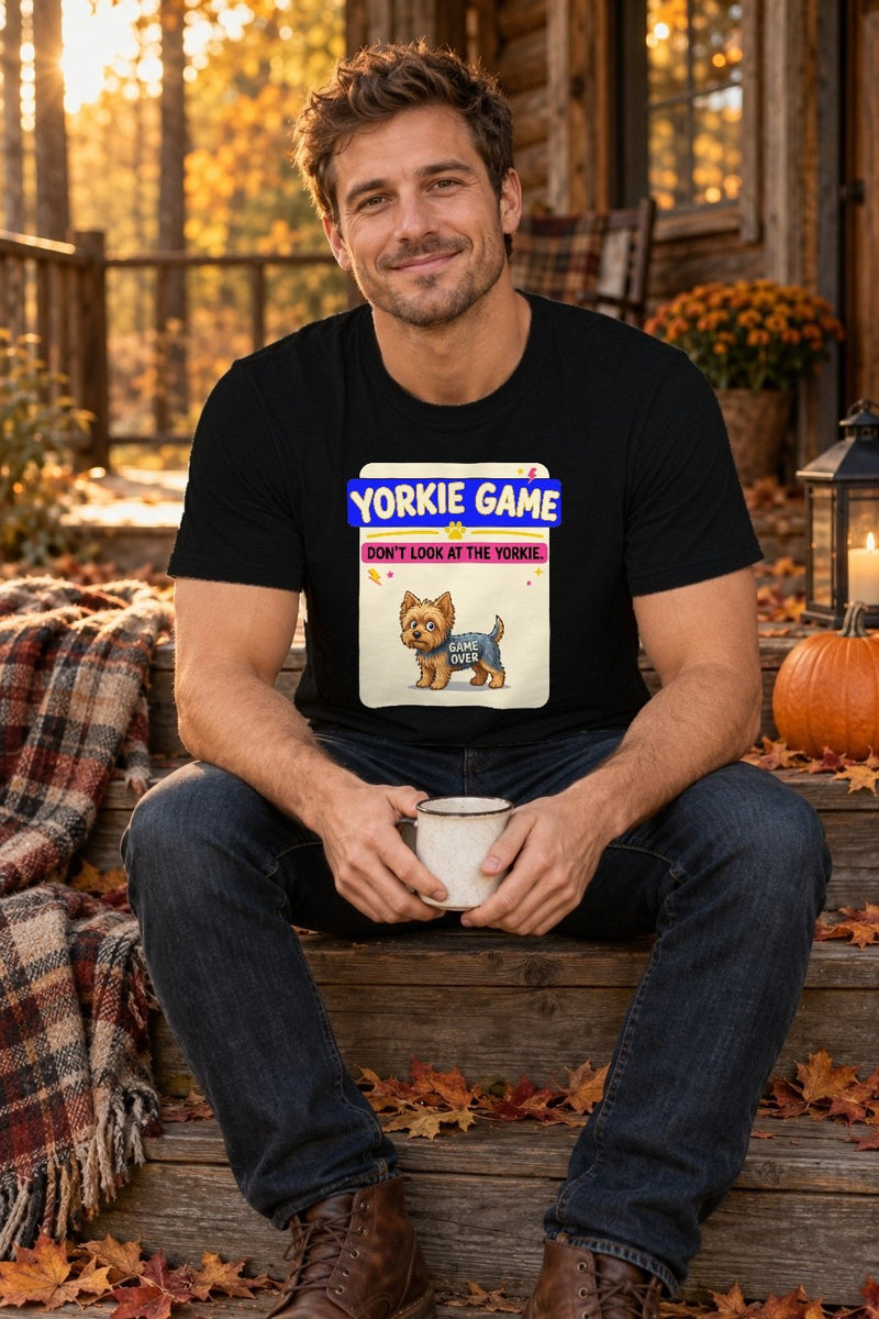Hunde T-Shirt „Yorkie Game – Don't look at the Yorkie“