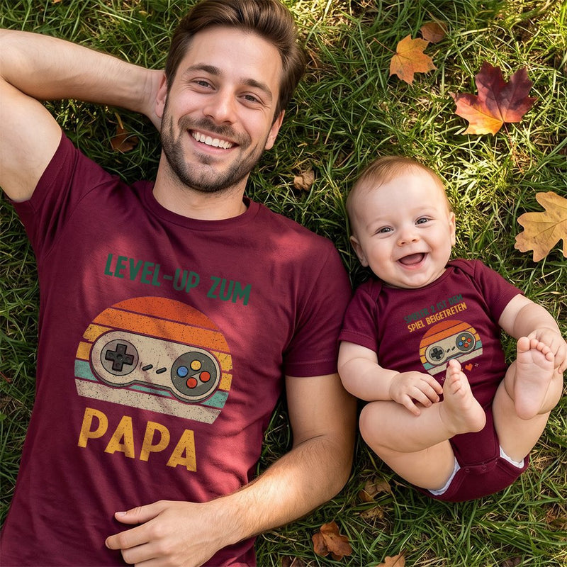 Papa Gamer T-Shirt „Level-up zum Papa“