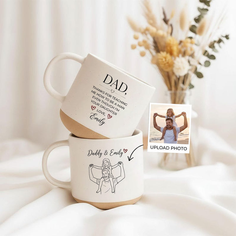 Matte Papa Tasse mit Foto als Linienzeichnung