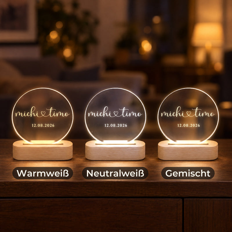 Lampe für Paare mit Namen und Datum