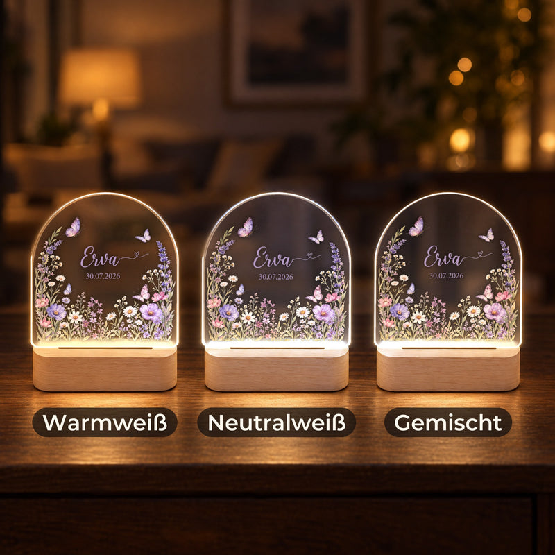 Personalisiertes Nachtlicht mit Namen und Geburtsdatum