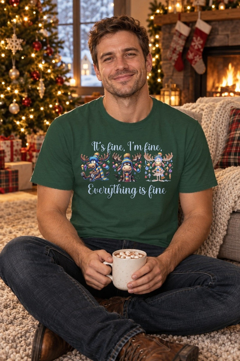 Elch Weihnachtspullover „Everything is Fine“