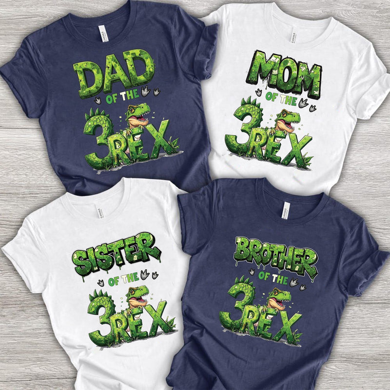 Dino Familien Geburtstagsshirt „of the 3 Rex“ mit Alter nach Wahl