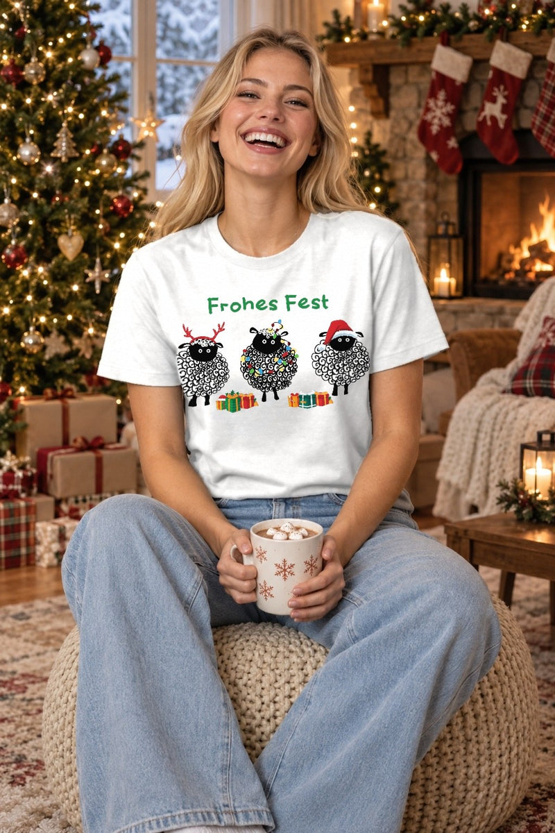 Weihnachtspullover Schaf „Frohes Fest“