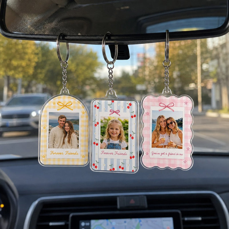 Foto-Schlüsselanhänger personalisiert mit Rahmen und Wunschtext