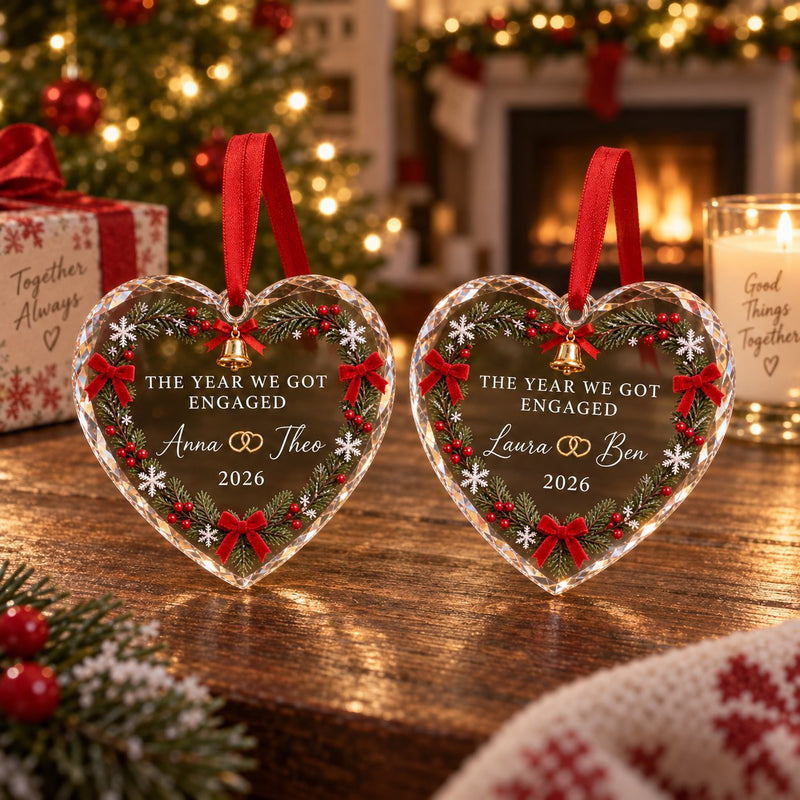 Weihnachtsanhänger zur Verlobung aus Glas