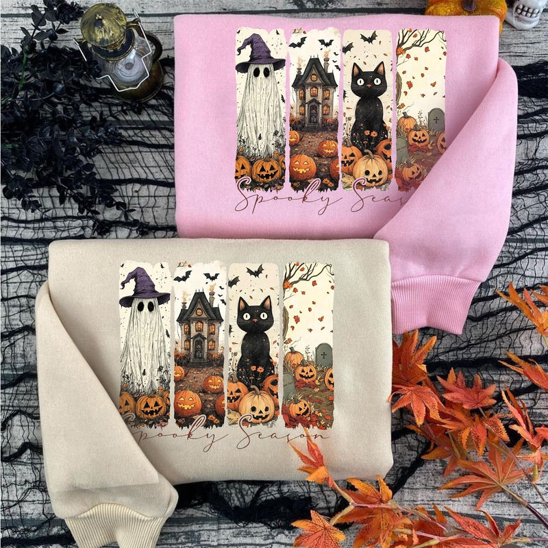 Halloween Pullover „Spooky Season“ – Geist mit Hexenhut
