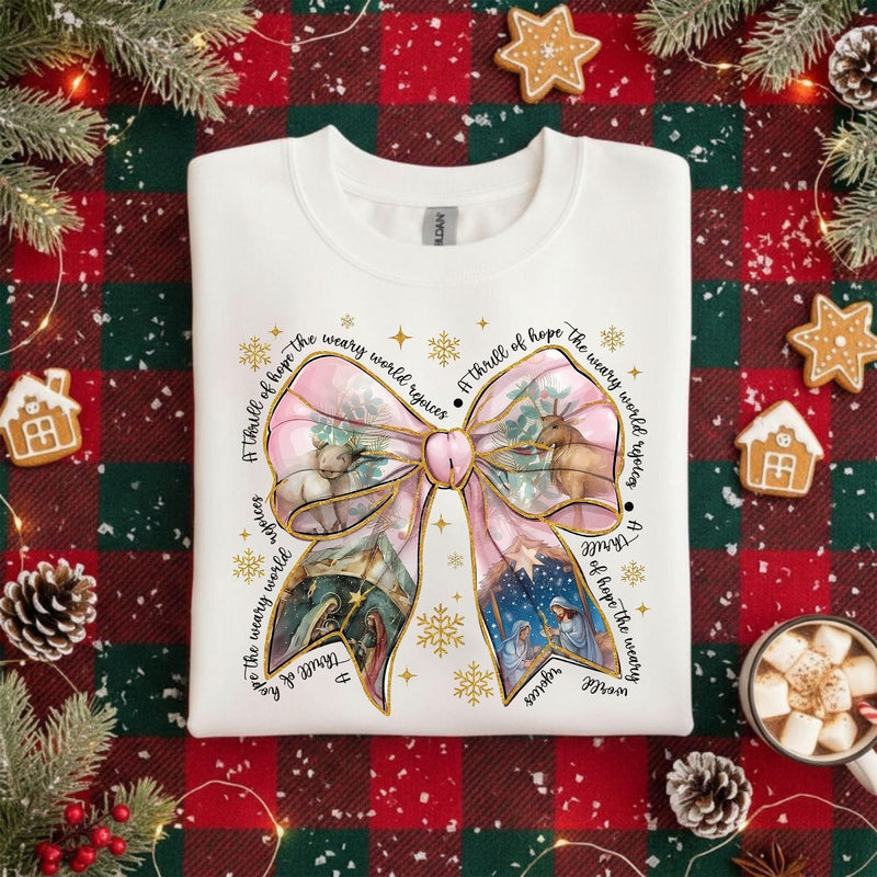 Christlicher Weihnachtspullover „A Thrill of Hope, the Weary World Rejoices“