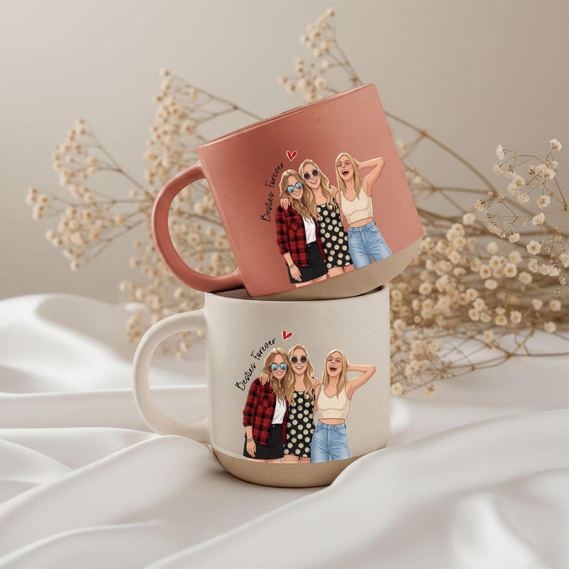 Personalisierte Tasse für beste Freundinnen im Aquarell-Stil nach Foto