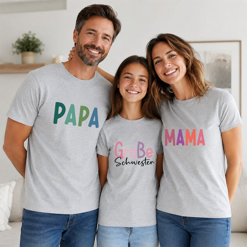 Familien Partnerlook T-Shirt mit Wunschtext