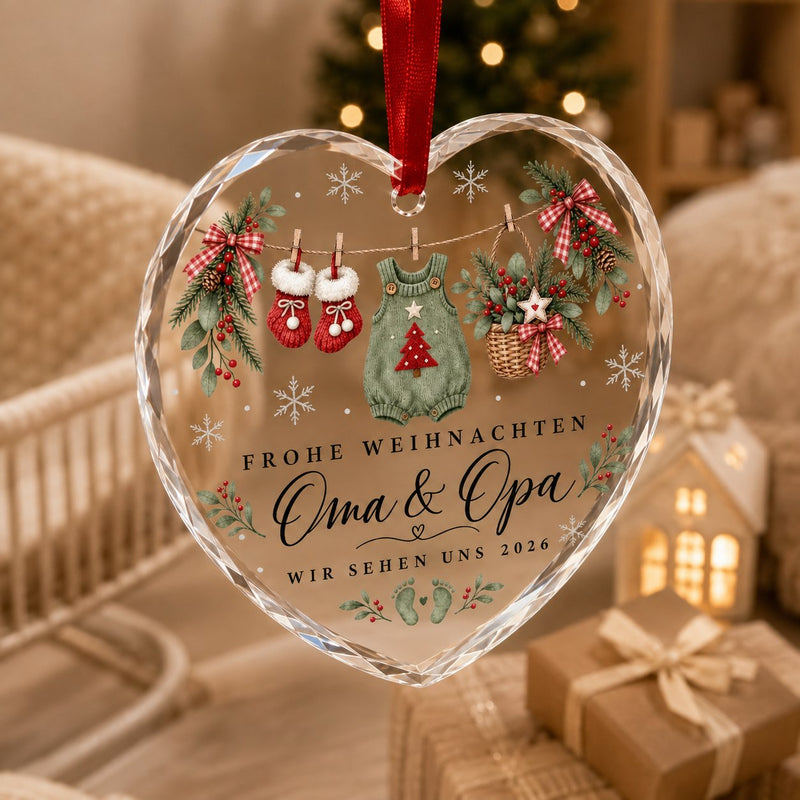 Weihnachtsanhänger personalisiert „Frohe Weihnachten Oma & Opa, wir sehen uns …“