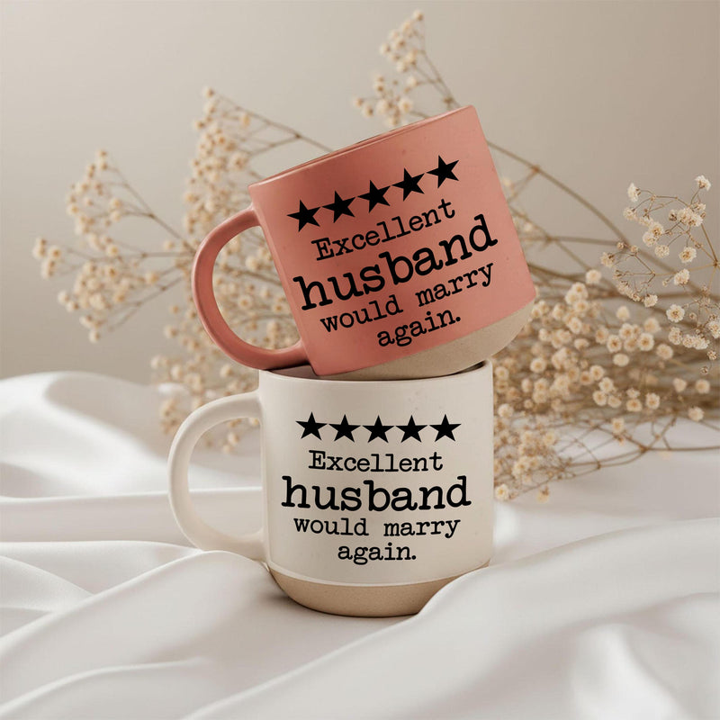 Lustige Ehemann-Tasse „Excellent Husband, Would Marry Again“ mit fünf Sternen