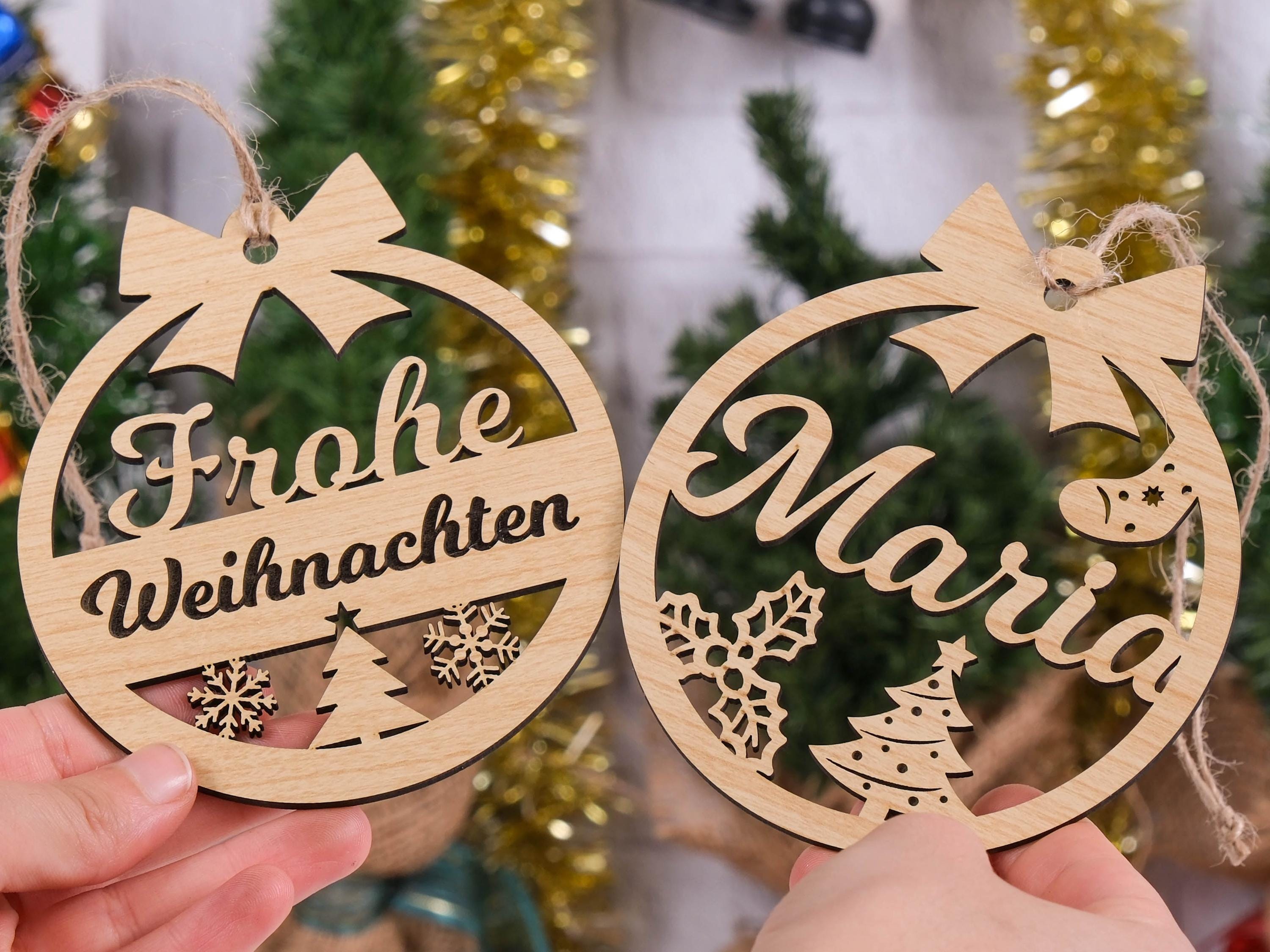 Weihnachtsbaumschmuck mit Namen (Holz)