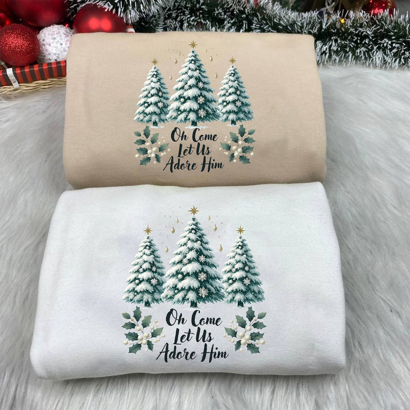 Christlicher Weihnachtspullover „Oh Come Let Us Adore Him“ – Sweatshirt mit …