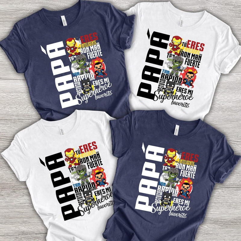 Spanisches Papa-Shirt „Papá, tú eres mi superhéroe favorito“