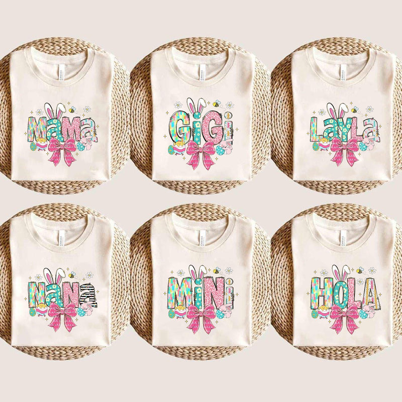 Familien Oster T-Shirt mit Hasenohren und Schleife