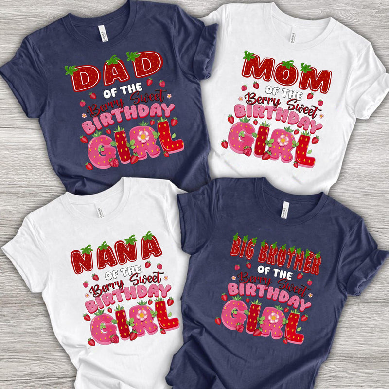 Erdbeer-Geburtstagsshirt „Berry Sweet Birthday Girl“ für die Familie