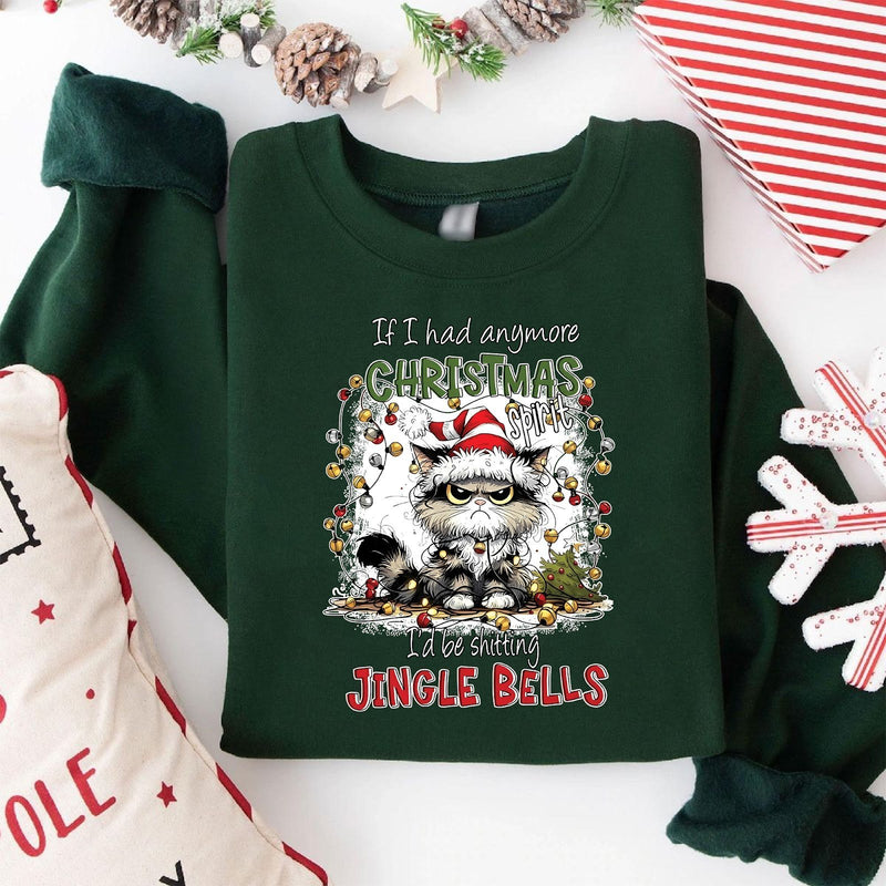 Lustiger Weihnachtspullover mit grimmiger Katze „If I had anymore Christmas …“