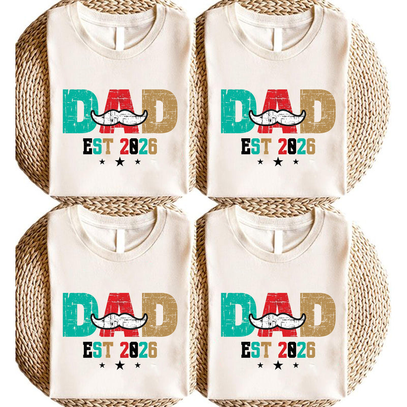 Papa Shirt „Dad Est 2026“ mit Schnurrbart