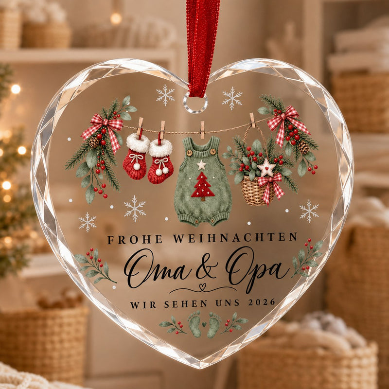 Weihnachtsanhänger personalisiert „Frohe Weihnachten Oma & Opa, wir sehen uns …“