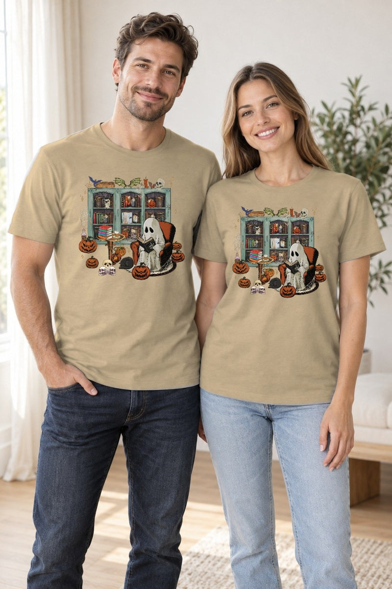 Bücher Halloween Pullover Gespenst im Lesesessel