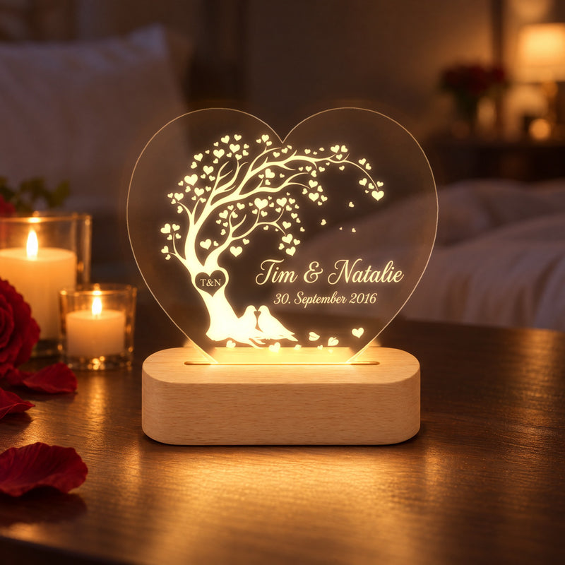 LED Herz Lampe mit Namen und Datum
