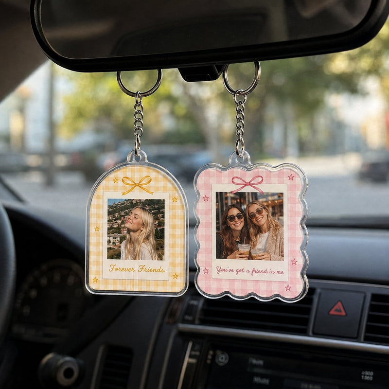 Foto-Schlüsselanhänger personalisiert mit Rahmen und Wunschtext