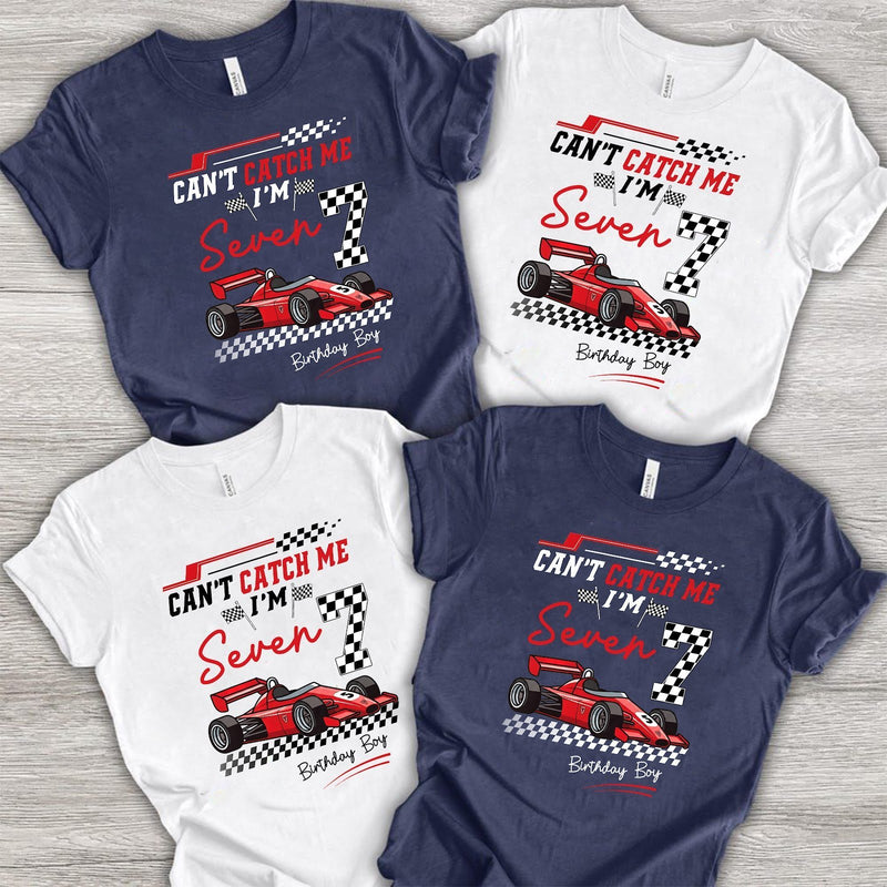 Geburtstagsshirt Kinder Rennwagen „Can't catch me I'm Seven“