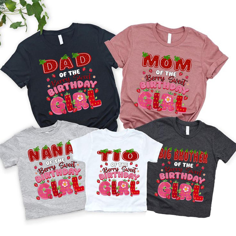 Erdbeer-Geburtstagsshirt „Berry Sweet Birthday Girl“ für die Familie