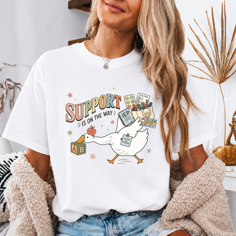 Förderschul-Shirt „Support is on the way“ mit Gans