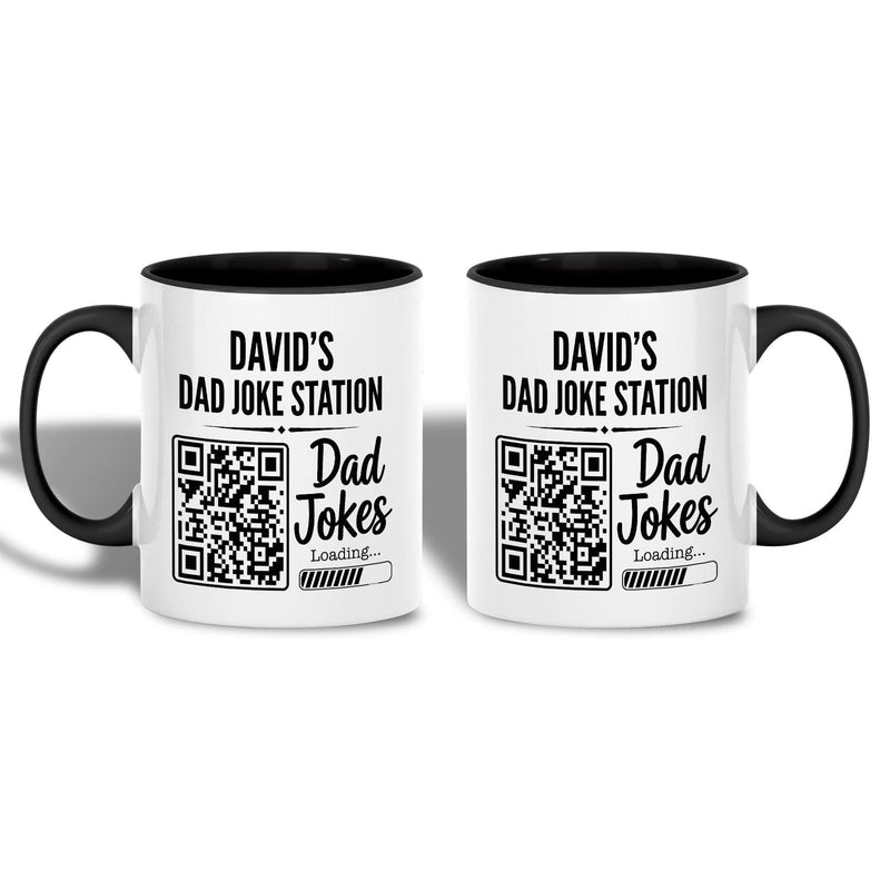 Personalisierte Papa-Witze Tasse mit Namen und QR-Code „Dad Joke Station“