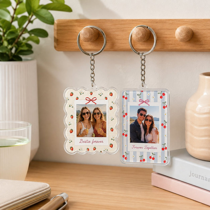 Foto-Schlüsselanhänger personalisiert mit Rahmen und Wunschtext