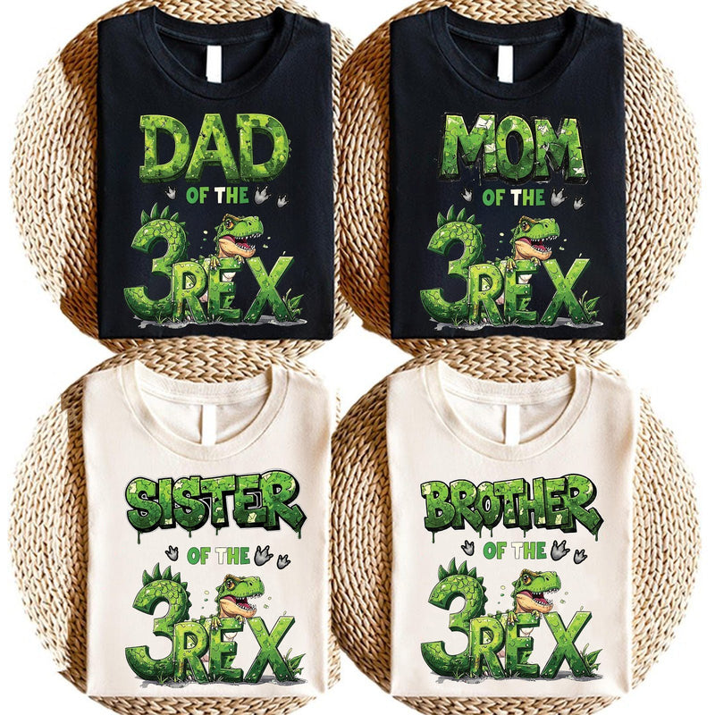 Dino Familien Geburtstagsshirt „of the 3 Rex“ mit Alter nach Wahl