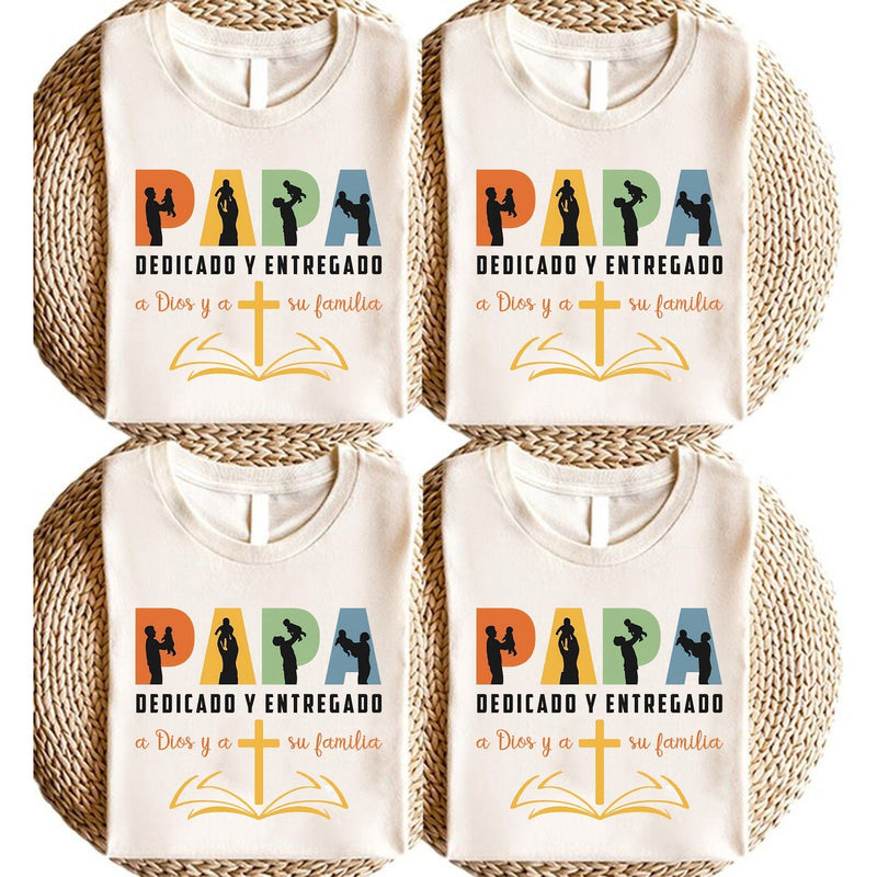 Christliches Papa T-Shirt Spanisch „Papa dedicado y entregado a Dios y a su …“