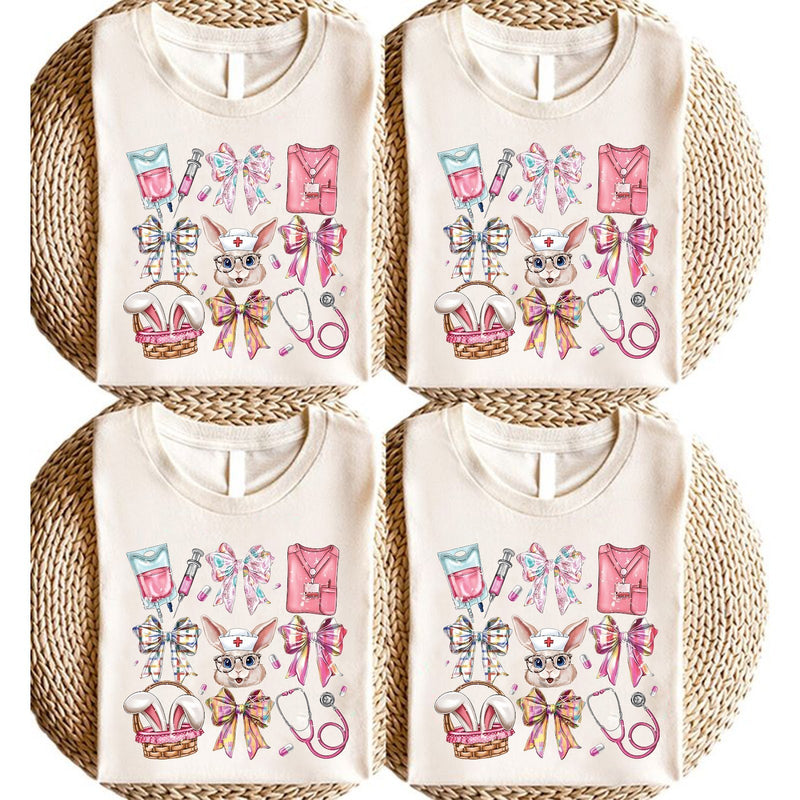Oster-Shirt für Pflegekräfte mit Häschen mit Schwesternhaube