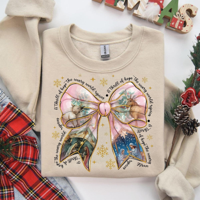 Christlicher Weihnachtspullover „A Thrill of Hope, the Weary World Rejoices“