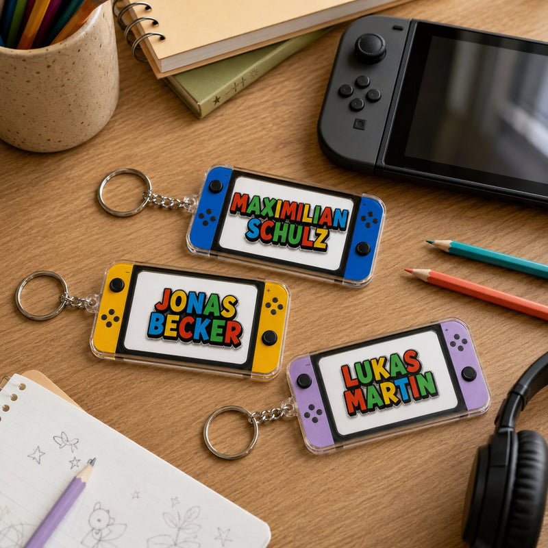 Schlüsselanhänger mit Namen im Gaming-Look