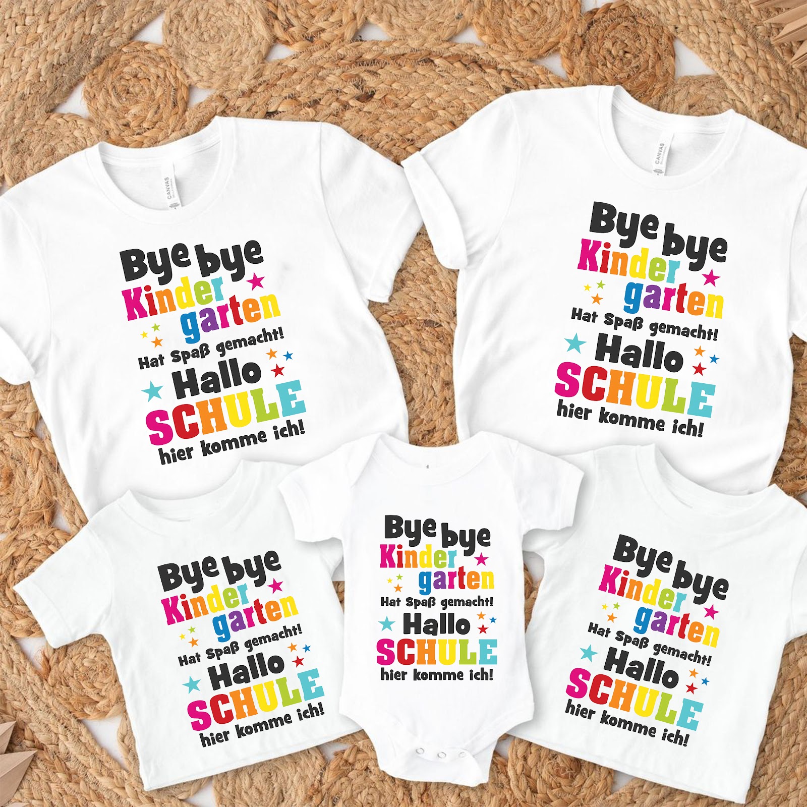 Einschulung T-Shirt „Bye bye Kindergarten Hallo Schule“