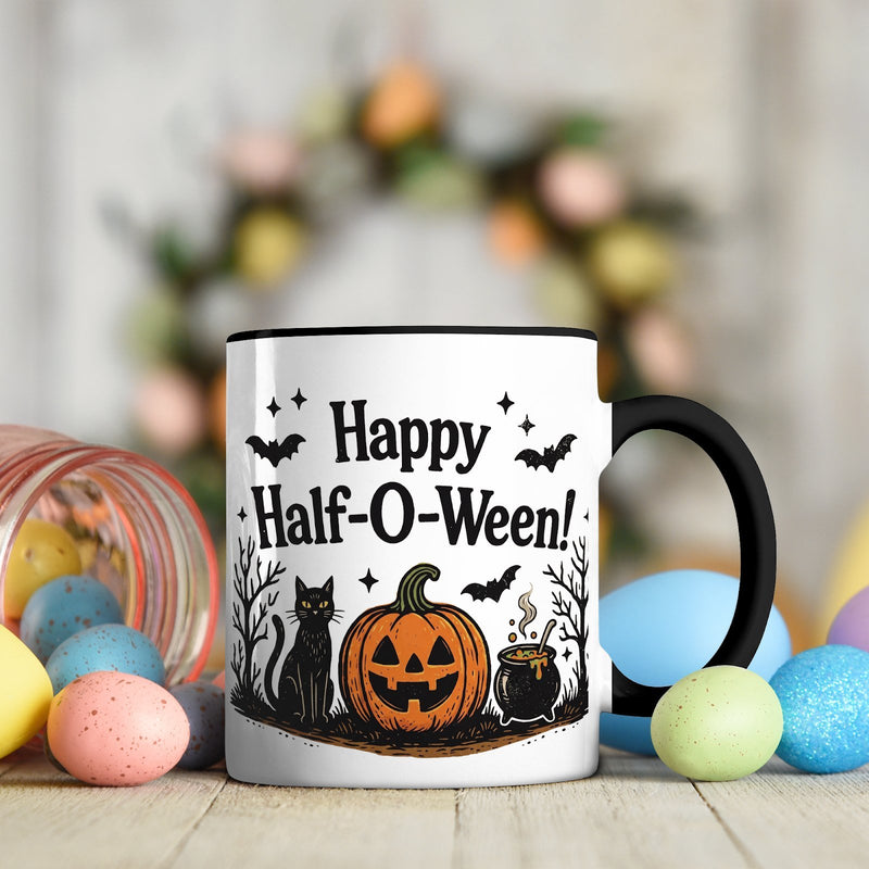 Halloween-Tasse „Happy Half-O-Ween!“
