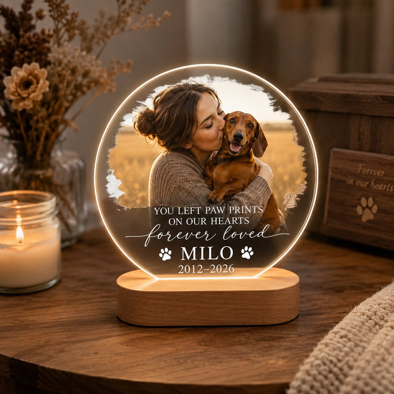 Personalisiertes Gedenklicht mit Foto und Namen deines Hundes