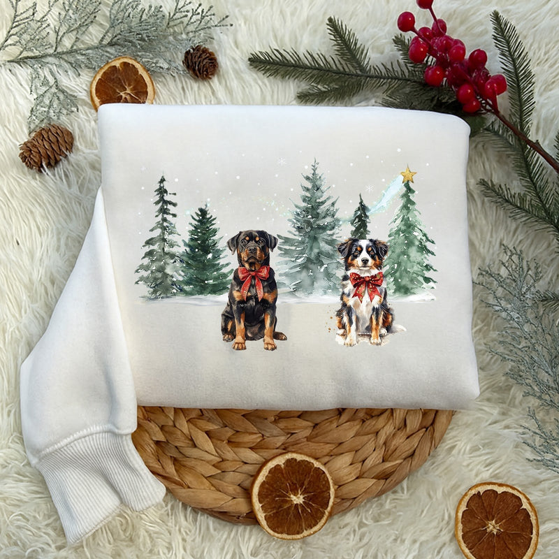 Hunde Weihnachtspullover mit Rottweiler und Berner Sennenhund