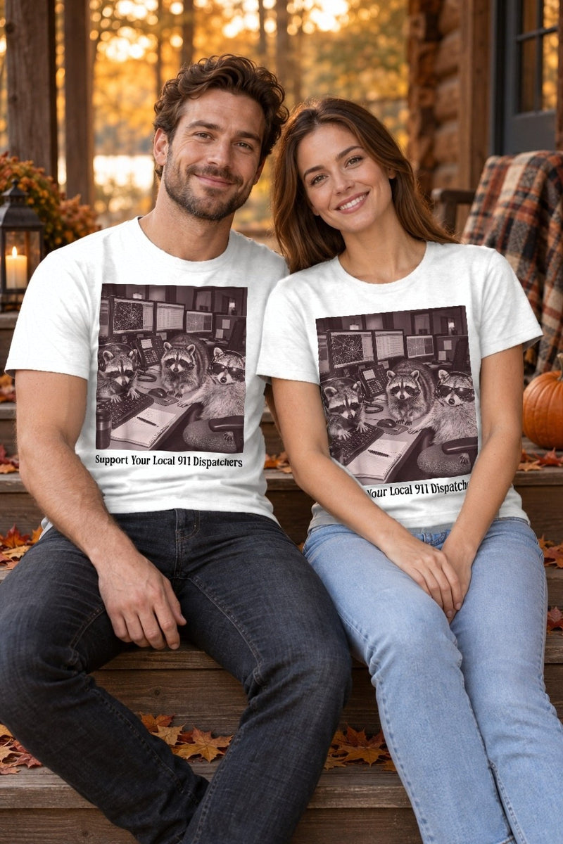 Leitstellen-Shirt „Support Your Local 911 Dispatchers“ mit Waschbären