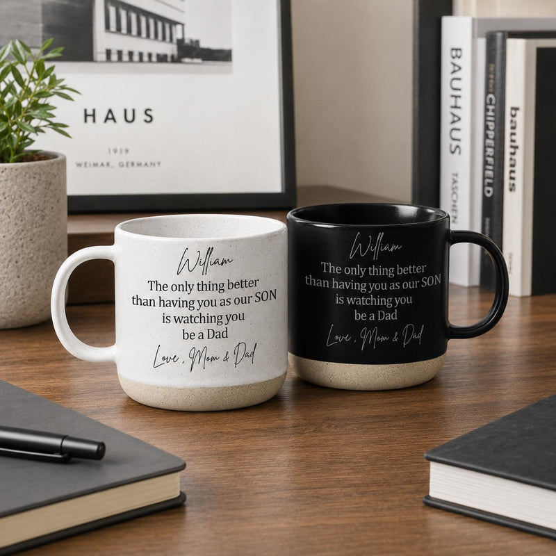 Tasse für den Sohn zum ersten Vatertag mit Namen