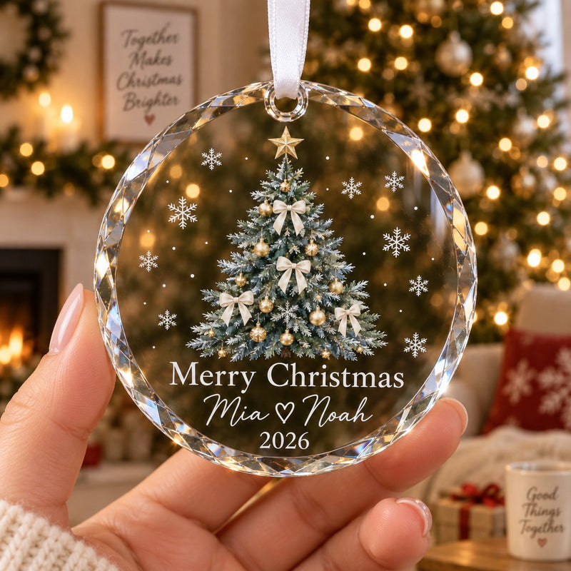 Weihnachtsanhänger mit Namen aus Glas