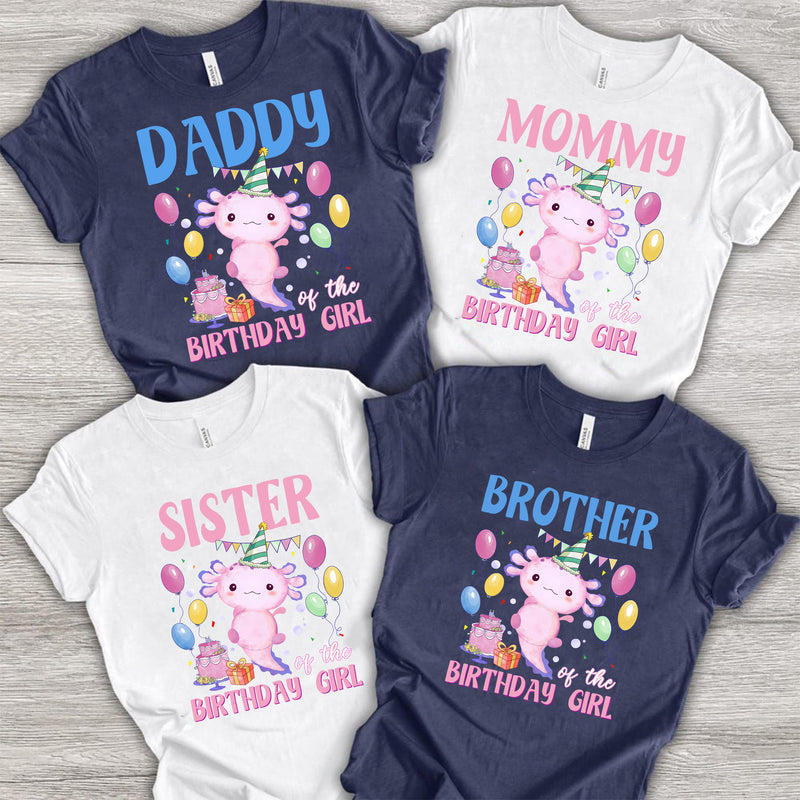 Axolotl Geburtstagsshirt „Birthday Girl“ personalisiert mit Namen und Alter