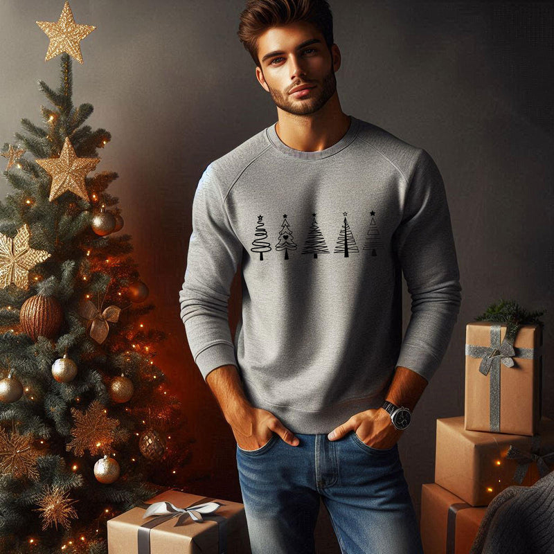 Familien-Set Weihnachts-Sweatshirts: 3 oder 4 Sweatshirts mit Tannenbäumen im …