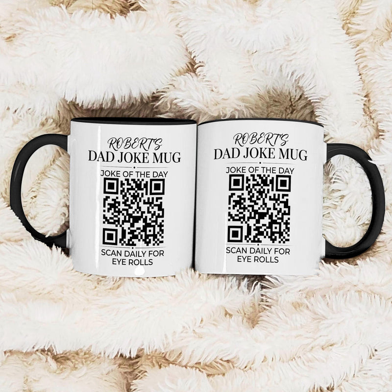 Papa-Witze Tasse mit QR-Code „Dad Joke Mug – Scan Daily for Eye Rolls“