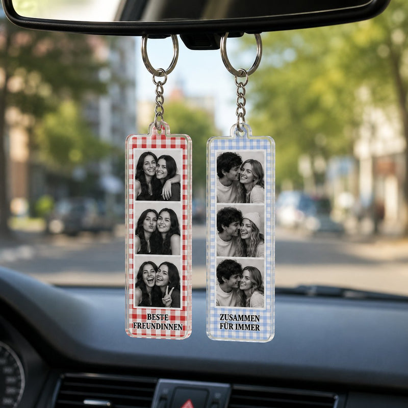 Fotostreifen Schlüsselanhänger personalisiert mit 3 Fotos und Text